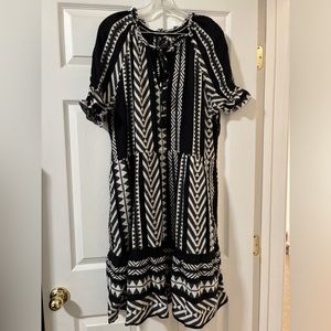 Anthropology Maeve Black and White  Lined Dress